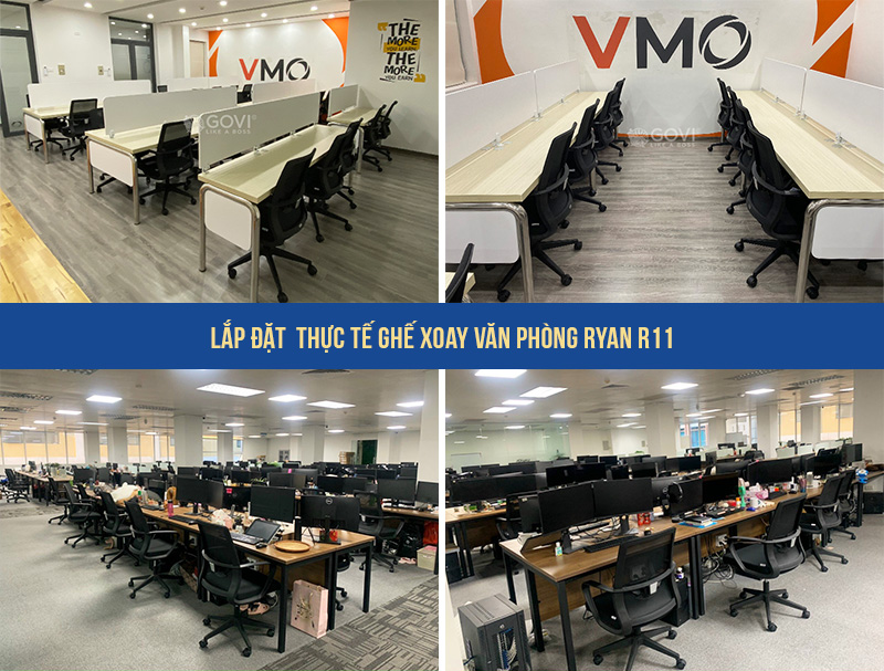 Lắp đặt thực tế ghế xoay văn phòng Ryan R11 cho Công ty VMO và KiotViet