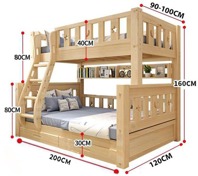Kích thước giường tầng dành cho trẻ 6 đến 9 tuổi