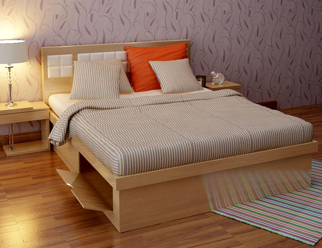 Giường gỗ keo thiết kế phong cách hiện đại và nhiều tiện ích