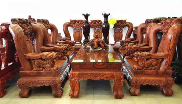 Bộ bàn ghế gỗ trắc sang trọng chất lượng có độ bền cao
