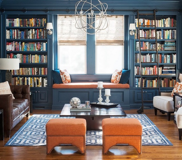 Phòng đọc sách gia đình kết hợp là không gian tiếp khách lý tưởng