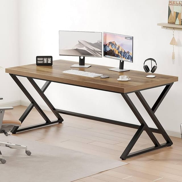 Bàn chữ X mặt gỗ rộng