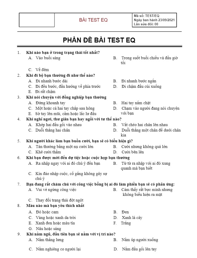 Bài test EQ