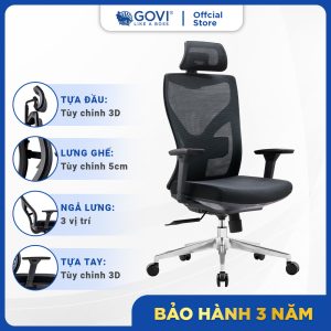 Ghế công thái học Ergonomic Ryan R02A Plus Grey (3D Armrest)