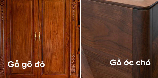 Nội thất làm bằng gỗ gõ đỏ và gỗ óc chó