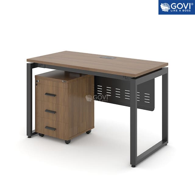 Bàn làm việc chân sắt 1m6 có hộc tủ