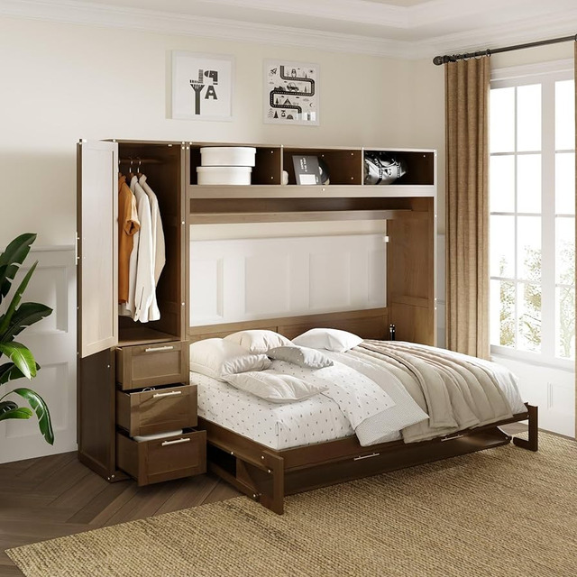 Giường thông minh dáng ngang kết hợp tủ quần áo mẫu số 2