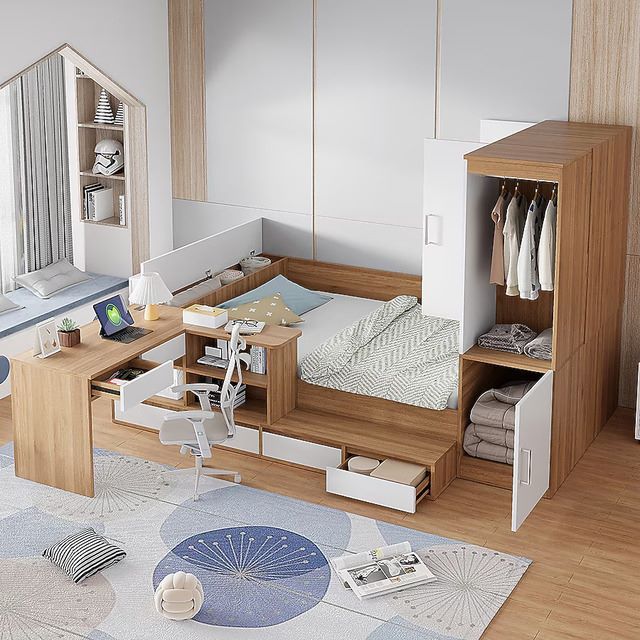 Giường bục liền tủ quần áo mẫu số 2
