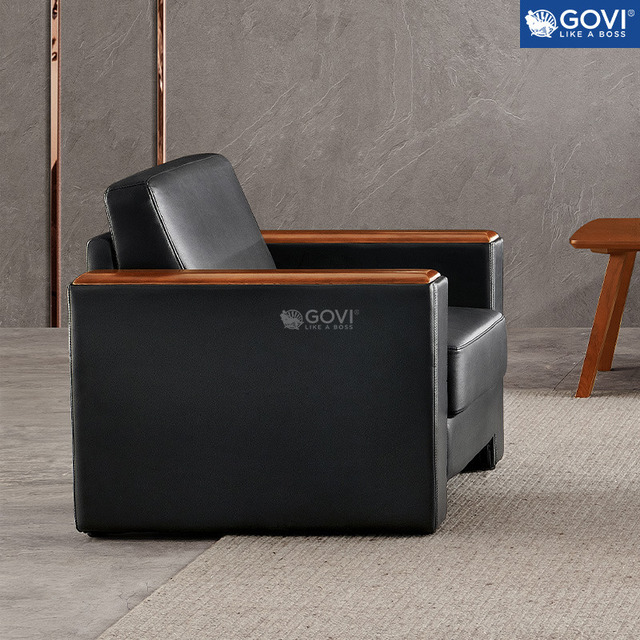 Ghế sofa đơn bằng da màu đen