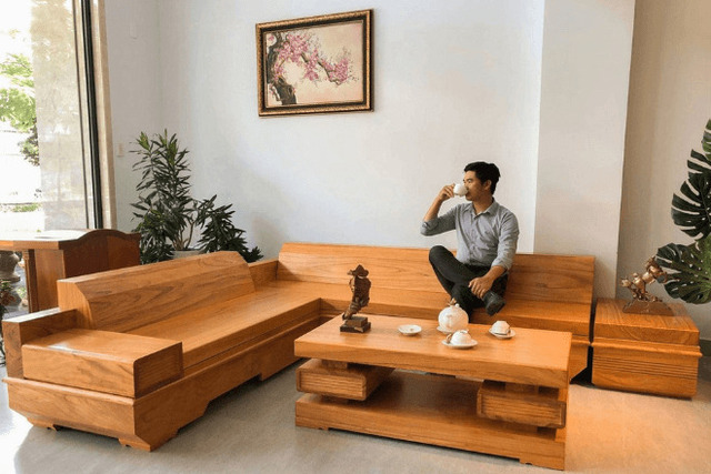 Sofa gỗ tự nhiên màu sáng