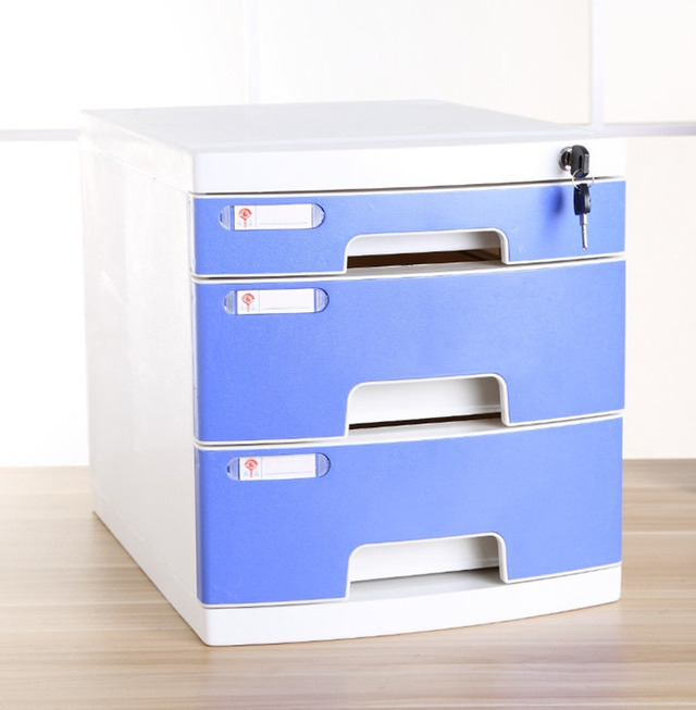 Tủ hồ sơ nhựa 3 ngăn màu xanh