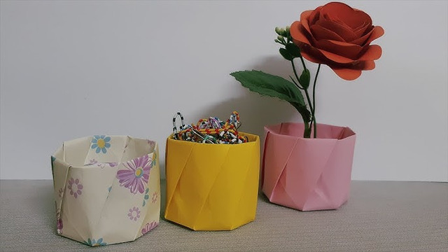 Chậu hoa mini bằng giấy