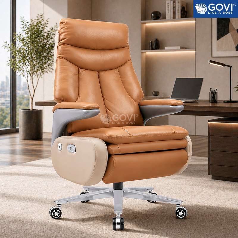 Ghế lãnh đạo massage da bò Commander CD04-BN