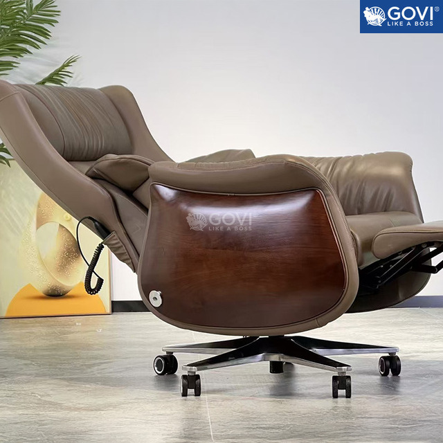 Ghế giám đốc có massage màu nâu