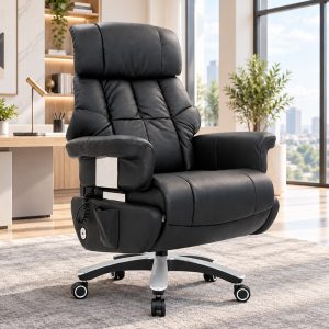 Ghế lãnh đạo massage da bò Commander CD07-BL