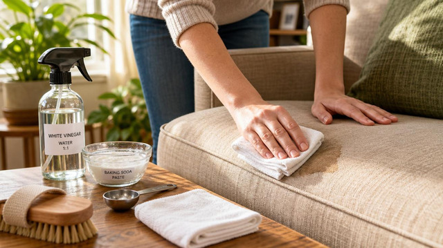 Sử dụng giấm trắng pha loãng vệ sinh sofa
