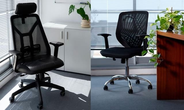 So sánh ghế công thái học chân nhựa và chân kim loại