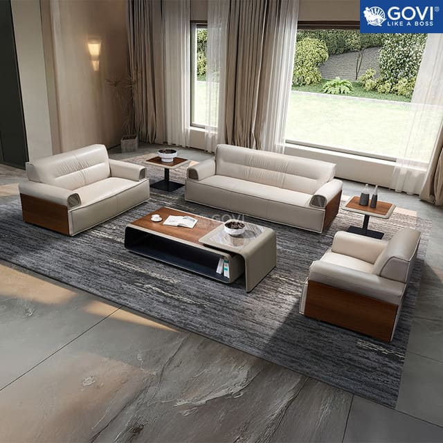 Sofa văn phòng tiếp khách màu kem