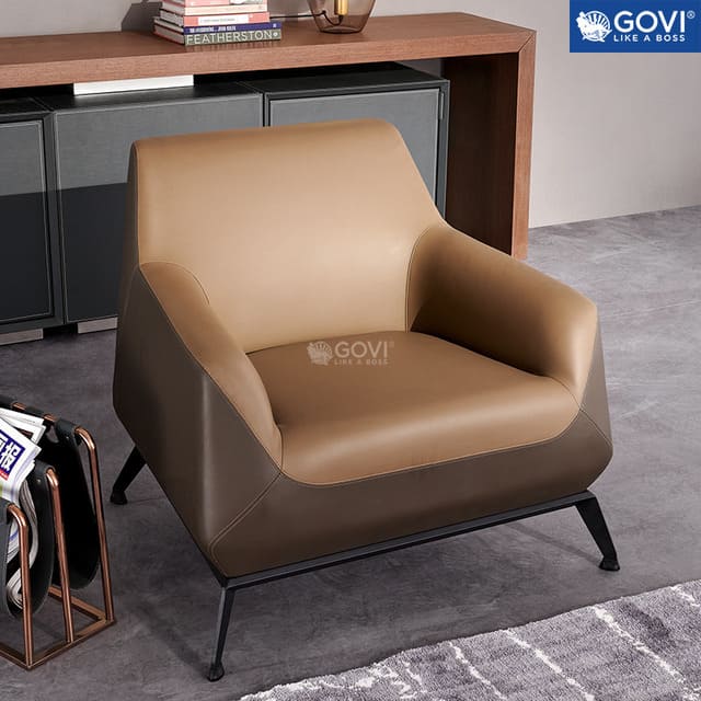 Sofa da bò tiếp xúc màu nâu