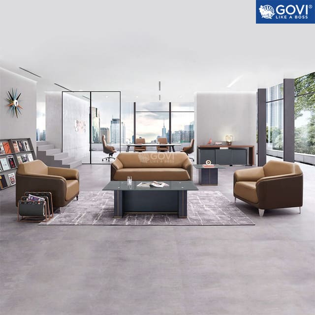 Bộ sofa văn phòng chất liệu da