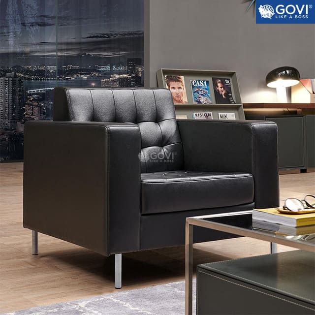 Sofa da đơn màu đen