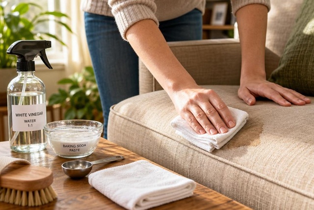 Làm sạch vết rượu vang bằng baking soda